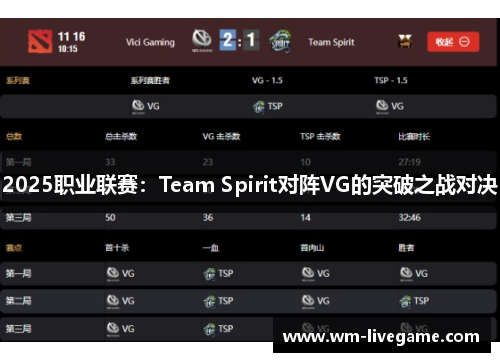 2025职业联赛：Team Spirit对阵VG的突破之战对决