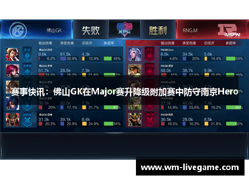 赛事快讯：佛山GK在Major赛升降级附加赛中防守南京Hero